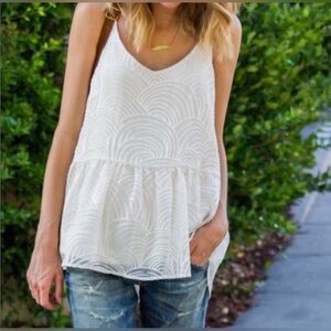 Anthropologie HD in Paris Burnout LALEH Tank Top Ivory Cami Spaghetti Strap S
